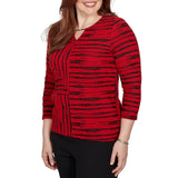 Alfred Dunner Womens Spliced Stripe Contrast Textured Top