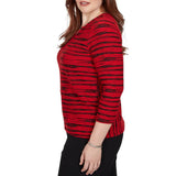 Alfred Dunner Womens Spliced Stripe Contrast Textured Top