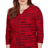 Alfred Dunner Womens Spliced Stripe Contrast Textured Top