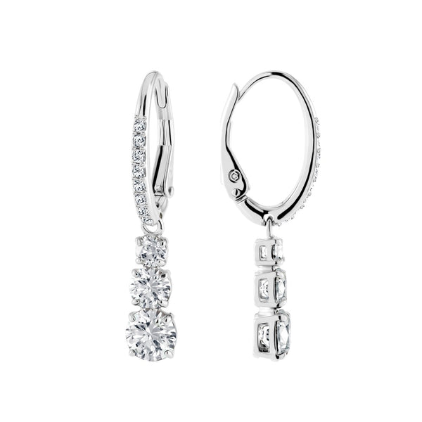 Swarovski Attract Trilogy Hoop Earrings - White, Rhodium Plated