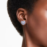 Swarovski Idyllia Stud Earrings - Heart, Blue, Rhodium plated
