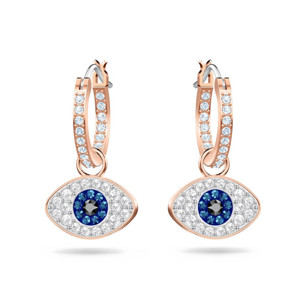 Swarovski Symbolic Hoop Earrings - Blue, Rose Gold-Tone Plated