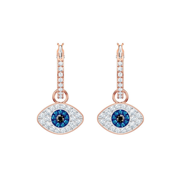 Swarovski Symbolic Hoop Earrings - Blue, Rose Gold-Tone Plated