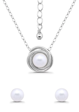 DesignsFMC Sterling Silver Polish Love Knot Necklace & Earrings Set