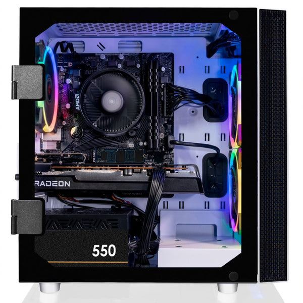 CLX SET Gaming Desktop - AMD Ryzen 5 5600 3.5GHz 6-Core Processor, 16GB DDR4 Memory, Radeon RX 6500 XT 4GB GDDR6 Graphics, 1TB M.2 NVMe SSD, WiFi, White CLX Edition Sphynx MicroATX Tower RGB Fans, Windows 11 Home 64-bit