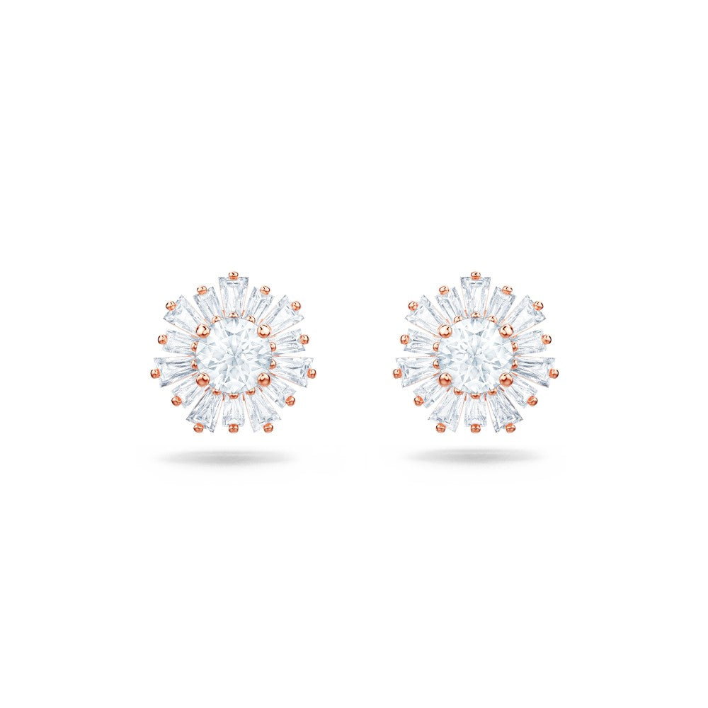 Swarovski Sunshine Stud Earrings - White, Rose Gold-Tone Plated