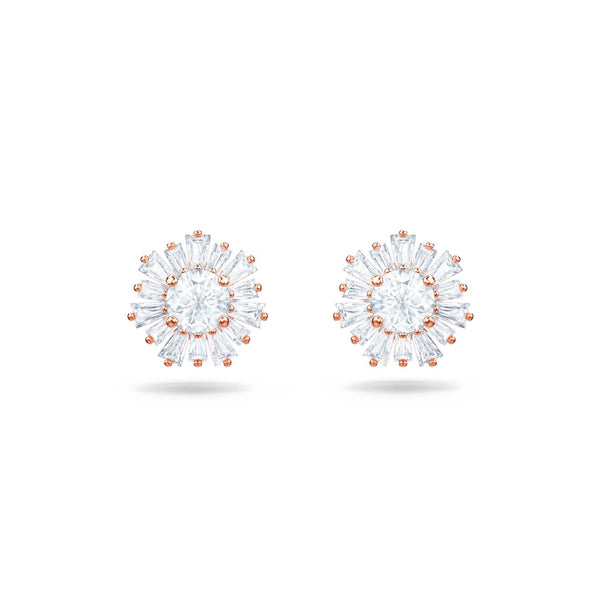 Swarovski Sunshine Stud Earrings - White, Rose Gold-Tone Plated