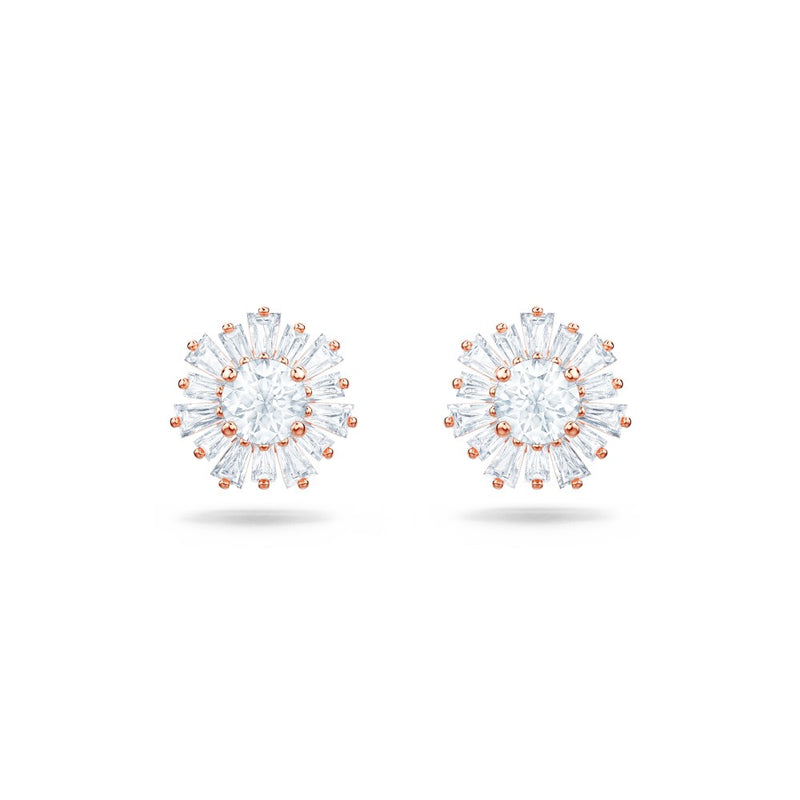 Swarovski Sunshine Stud Earrings - White, Rose Gold-Tone Plated