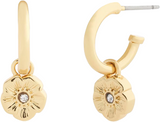 Coach Signature Tea Rose Charm Huggie Earrings