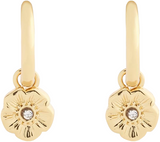 Coach Signature Tea Rose Charm Huggie Earrings