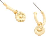 Coach Signature Tea Rose Charm Huggie Earrings