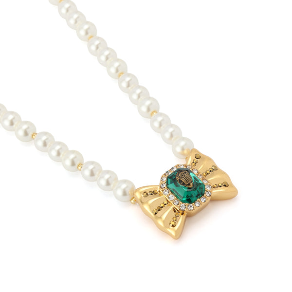 Kurt Geiger Signature Eagle Bow Pearl Necklace