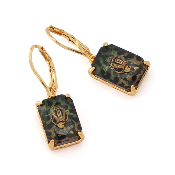 Kurt Geiger Signature Eagle Leopard Stone Drop Earrings