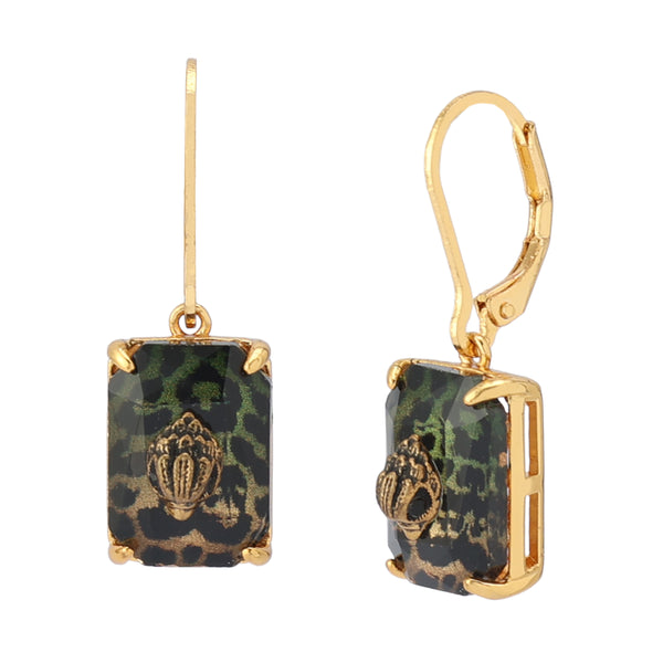 Kurt Geiger Signature Eagle Leopard Stone Drop Earrings