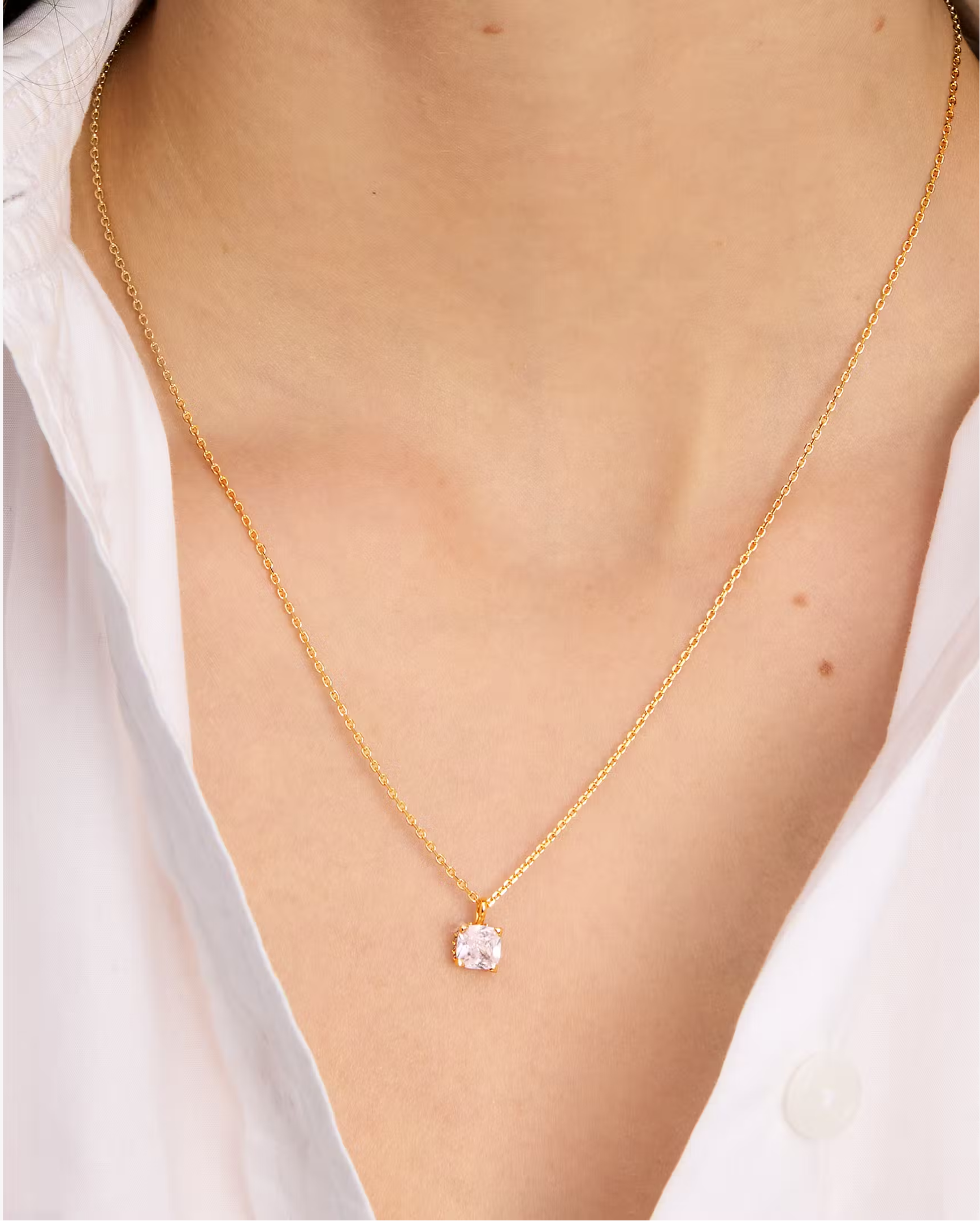 Kate Spade Little Luxuries Pink 6mm Square Pendant Necklace