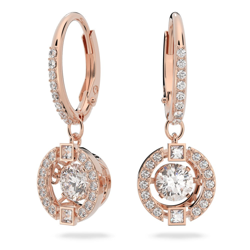 Swarovski Sparkling Dance Drop Earrings - White, Rose Gold-Tone Plated