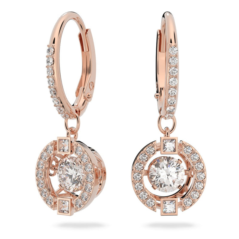 Swarovski Sparkling Dance Drop Earrings - White, Rose Gold-Tone Plated