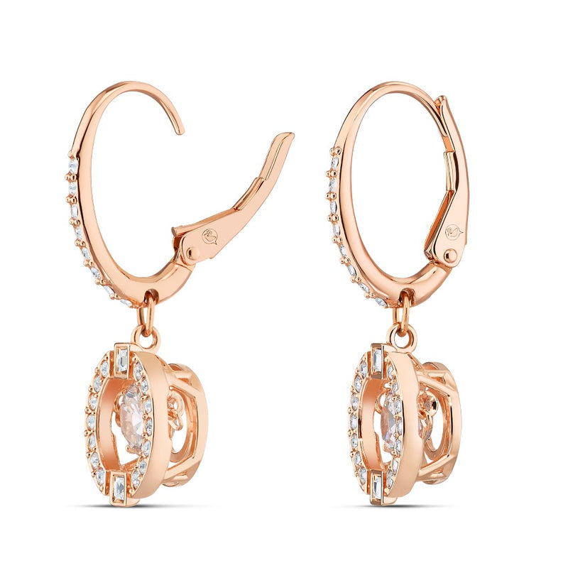 Swarovski Sparkling Dance Drop Earrings - White, Rose Gold-Tone Plated