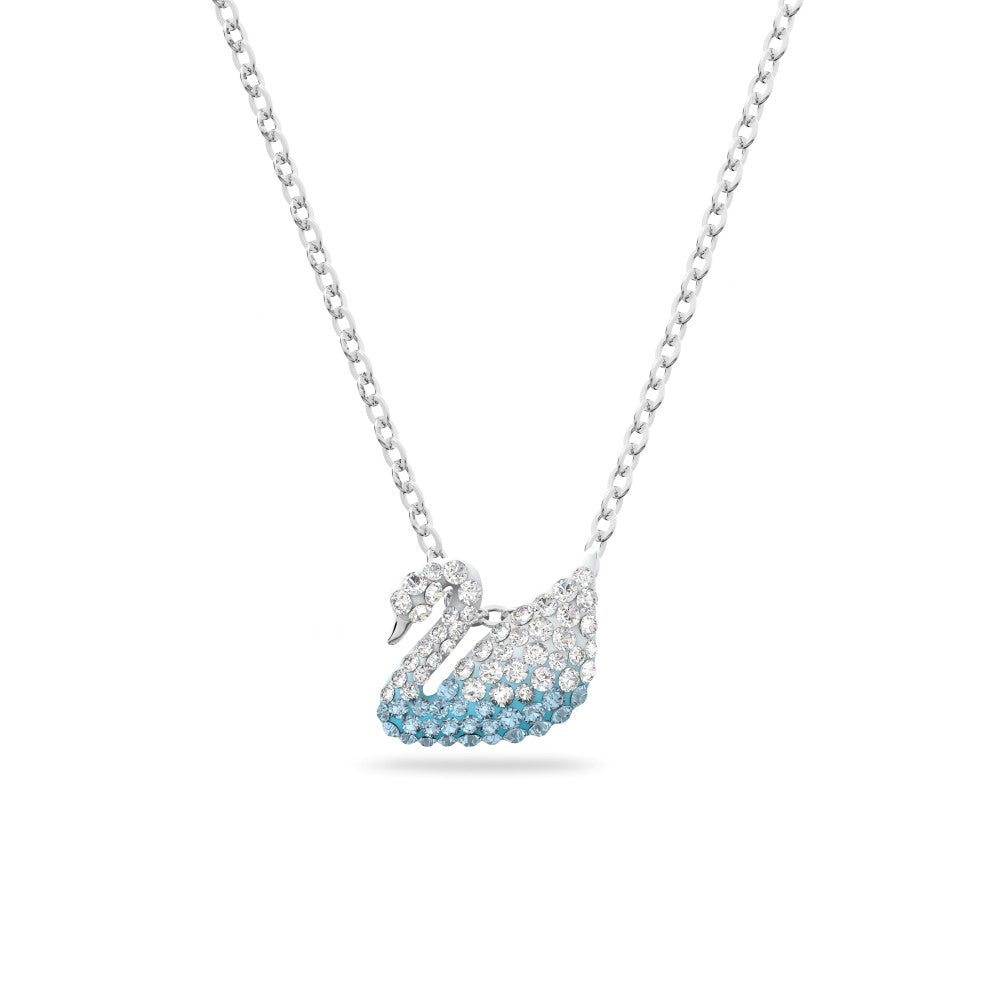 Swarovski Iconic Swan Necklace White Blue, Rhodium Plated