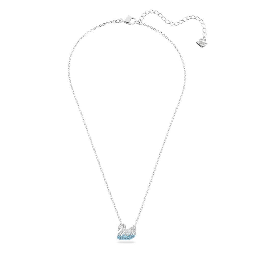Swarovski Iconic Swan Necklace White Blue, Rhodium Plated
