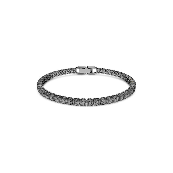 Swarovski Tennis Deluxe Bracelet - Medium - Gray, Ruthenium Plated