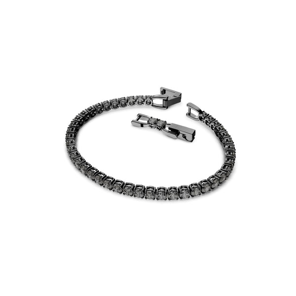 Swarovski Tennis Deluxe Bracelet - Medium - Gray, Ruthenium Plated