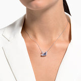 Swarovski Dancing Swan Necklace - Blue, Rhodium Plated