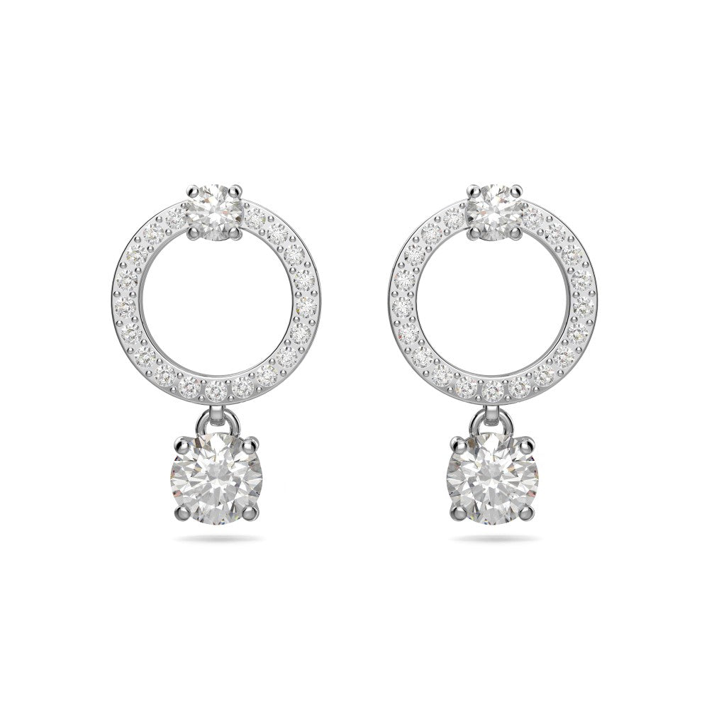 Swarovski Attract Hoop Earrings - White, Rhodium Plated