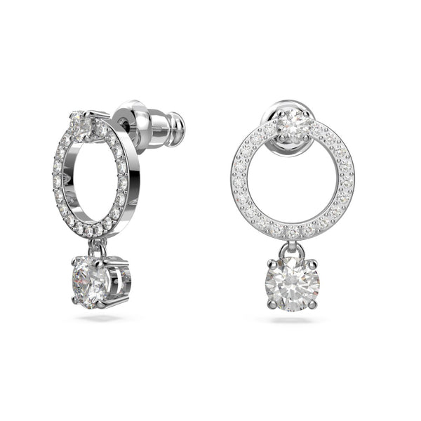 Swarovski Attract Hoop Earrings - White, Rhodium Plated