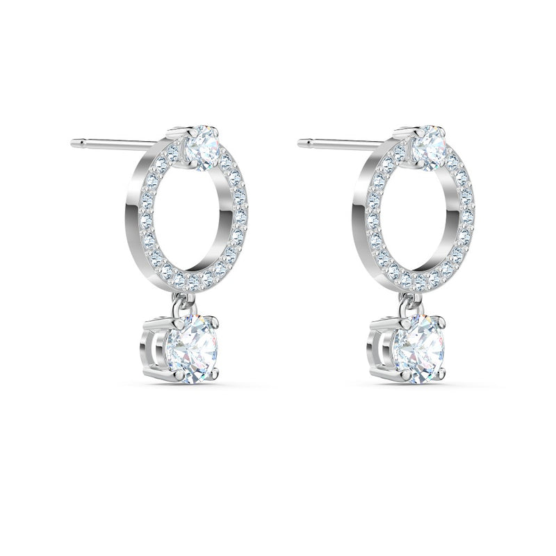 Swarovski Attract Hoop Earrings - White, Rhodium Plated