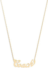 Coach Signature Name Plate Short Pendant Necklace