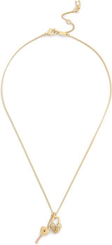 Coach Signature Charming Charms Padlock & Key Short Pendant Necklace