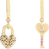Coach Signature Charming Charms Padlock & Key Huggie Earrings