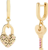 Coach Signature Charming Charms Padlock & Key Huggie Earrings