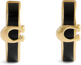 Coach Signature C Enamel Hinged Bangle Huggie Earrings