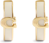 Coach Signature C Enamel Hinged Bangle Huggie Earrings