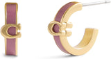Coach Signature C Enamel Hinged Bangle Huggie Earrings