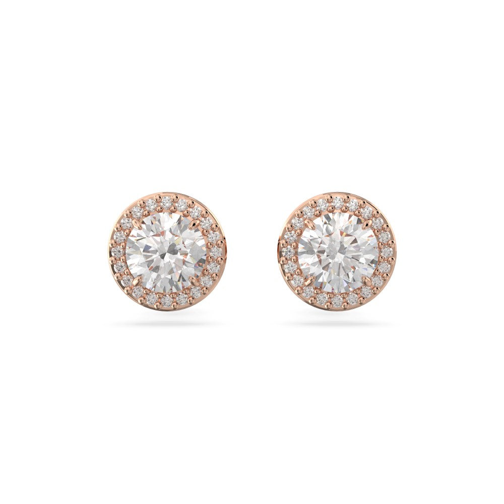 Swarovski Constella Pavé Stud Earrings - White, Rose Gold-Tone Plated