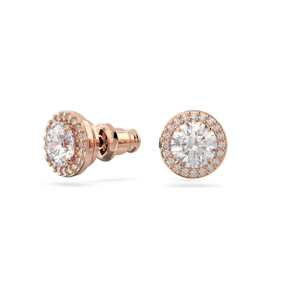 Swarovski Constella Pavé Stud Earrings - White, Rose Gold-Tone Plated