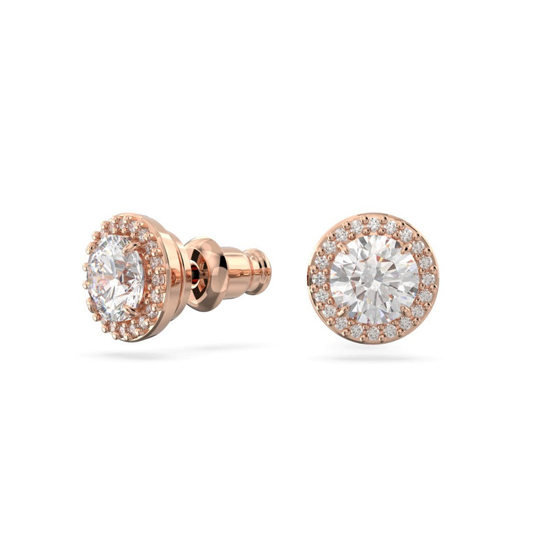 Swarovski Constella Pavé Stud Earrings - White, Rose Gold-Tone Plated