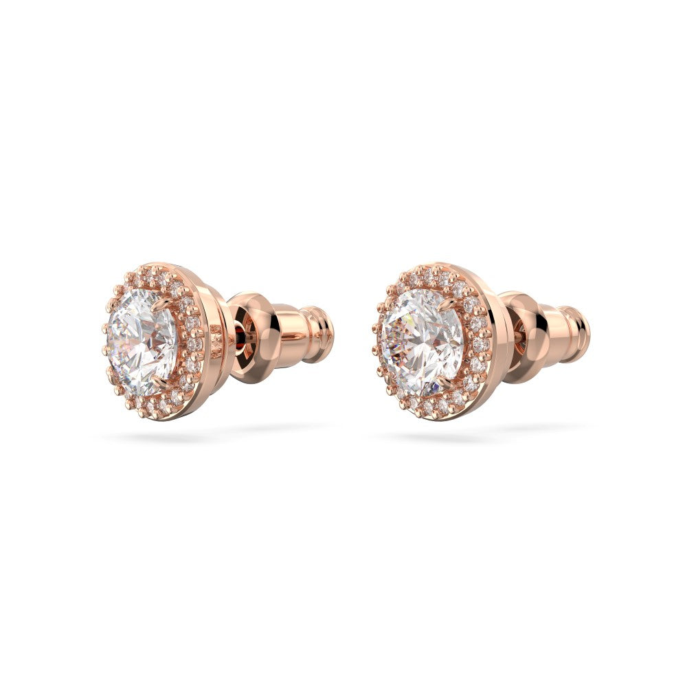 Swarovski Constella Pavé Stud Earrings - White, Rose Gold-Tone Plated