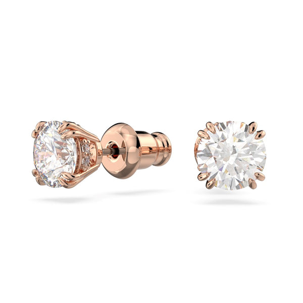 Swarovski Constella Stud Earrings - White,  Rose Gold-Tone Plated