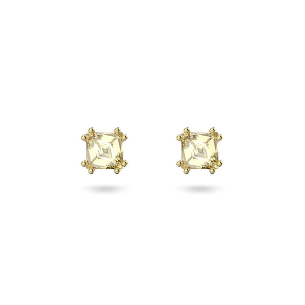 Swarovski Stilla Sqaure Stud Earrings - Yellow, Gold-Tone Plated