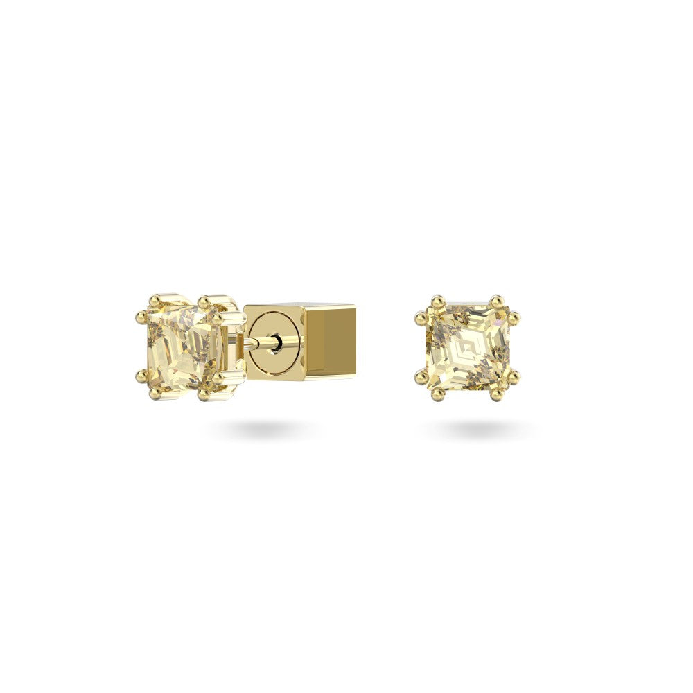 Swarovski Stilla Sqaure Stud Earrings - Yellow, Gold-Tone Plated