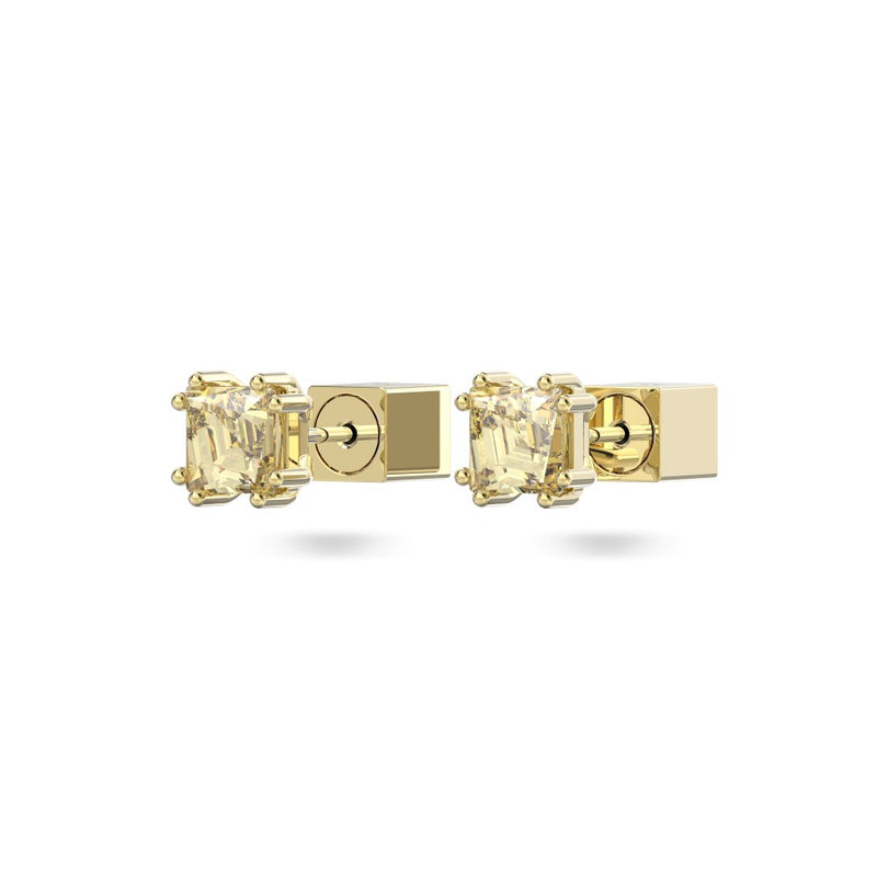 Swarovski Stilla Sqaure Stud Earrings - Yellow, Gold-Tone Plated