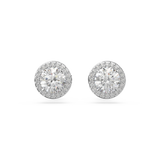 Swarovski Constella Stud Earrings - Round cut, Pavé, White, Rhodium plated
