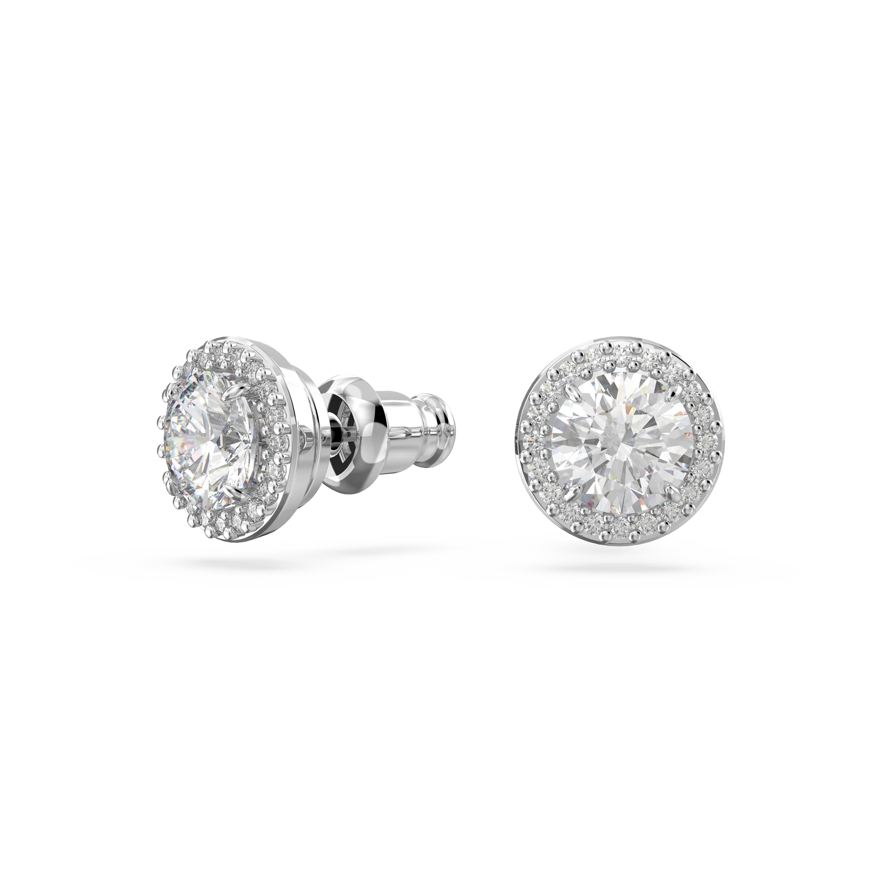 Swarovski Constella Stud Earrings - Round cut, Pavé, White, Rhodium plated