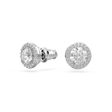 Swarovski Constella Stud Earrings - Round cut, Pavé, White, Rhodium plated