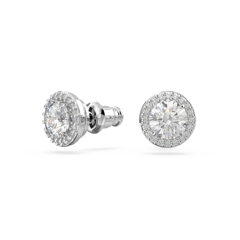Swarovski Constella Stud Earrings - Round cut, Pavé, White, Rhodium plated