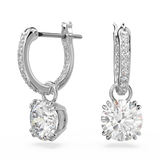 Swarovski Constella Drop Earrings - Round cut, White, Rhodium plated